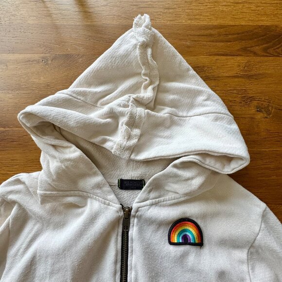 WEE MONSTER Rainbow Love Hoodie Girls 10 Retro Boho Velvet Patch Made In USA - Picture 3 of 9